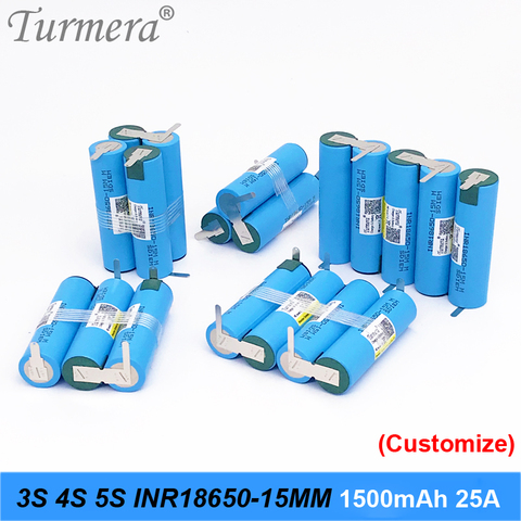 3S 12.6V 4S 16.8V 5S 18V Battery Pack INR18650-15MM 1500mah 25A Discharge Current for shura screwdriver battery (customize) ► Photo 1/6