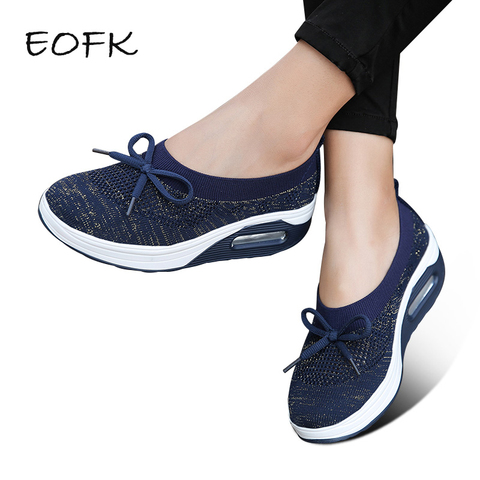 EOFK Women Flat Platform Shoes Woman Memory Foam Insoles Butterfly-knot Slip on Woman Sneakers Shoes Casual Ladies Moccasins ► Photo 1/6