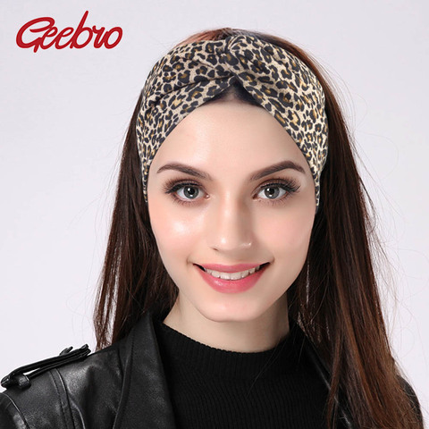 Geebro Women's Leopard Turban Headbands Twist Elastic Stretch Hairbands Fashion Headband Yoga Headwrap Spa Head Band for Ladies ► Photo 1/6