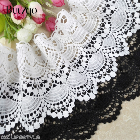 11-12cm wide White and black Water soluble milk silk ribbon hollow lace trim fabric for Sewing Bridal Wedding dress Crafts ► Photo 1/4