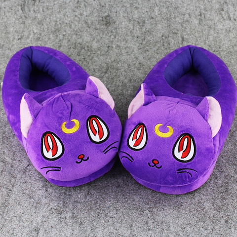 Buy Online 30cm Sailor Moon Luna Cat Indoor Slippers Plush Shoes Warm Winter Adult Slipper Toy Christmas Gift Alitools