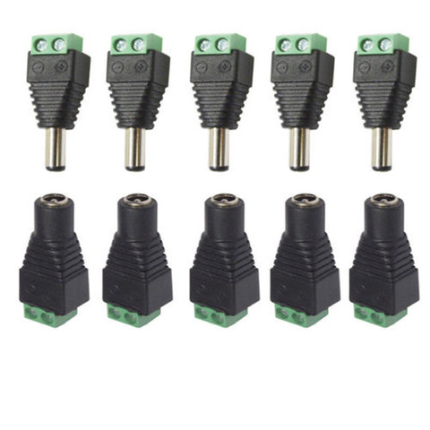 5.5mm x 2.1mm Female Male DC Power Plug Adapter for 5050 3528 5060 Single Color LED Strip and CCTV Cameras ► Photo 1/6