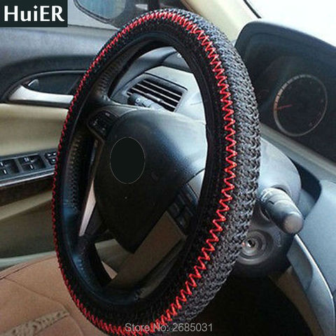 HuiER Anti-slip Breathable Ice Silk Car Steering Wheel Cover Universal For Most Car Styling Steering-wheel 36-38CM Free Shipping ► Photo 1/6