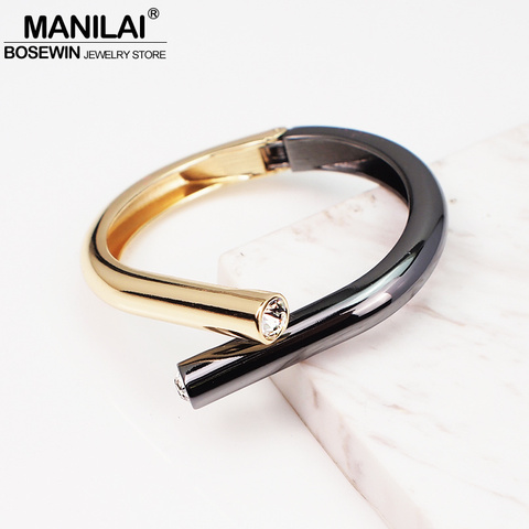 MANILAI Punk Alloy Crystal Bangles Bracelets For Women Fashion Design Statement Geometric Cuff Bangles Jewelry Mixed Color ► Photo 1/6