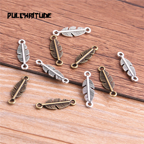  30pcs 6*22mm Feather Connectors for Bracelets Metal Fashion Trendy Connector Charms Fit DIY Jewelry Making ► Photo 1/4