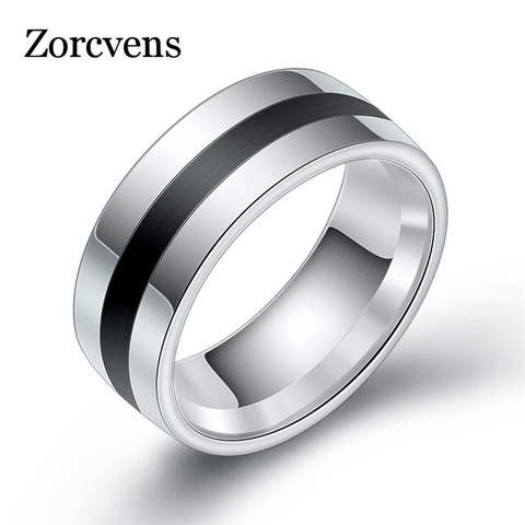 ZORCVENS 316L High Quality Men Epoxy Titanium Stainless Ring Lover Couple Rings for Women Men silver color Vintage Cool Rings ► Photo 1/6
