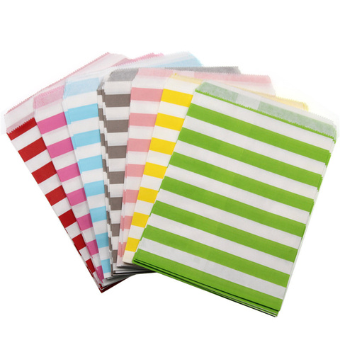 100pcs Colorful Candy Bags Stripe Food Greaseproof Paper Candy Buffet Kids Favor Gift Wedding Decoration Birthday Party Supplies ► Photo 1/6