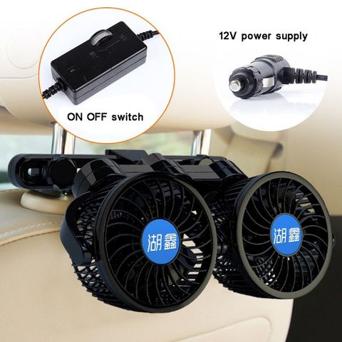 12V Electric Auto Car Air Cooling Fan Headrest 360 Degree Rotatable Dual Head Adjustable Speed Rear Back Seat Fan ► Photo 1/6