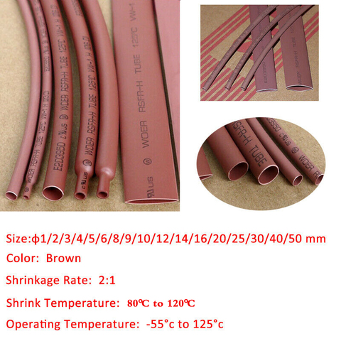 1/2/3/5 Meters 2:1 1mm-50mm Brown Heat Shrink Tube Heat Shrinkable Sleeving Tubing Wrap Wire Insulation Sleeve ► Photo 1/2