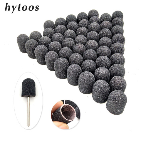 50Pcs 13*19mm Black Textile Sanding Caps With Grip Pedicure Care Polishing Sand Block Nail Drill Accessories Foot Cuticle Tool ► Photo 1/5