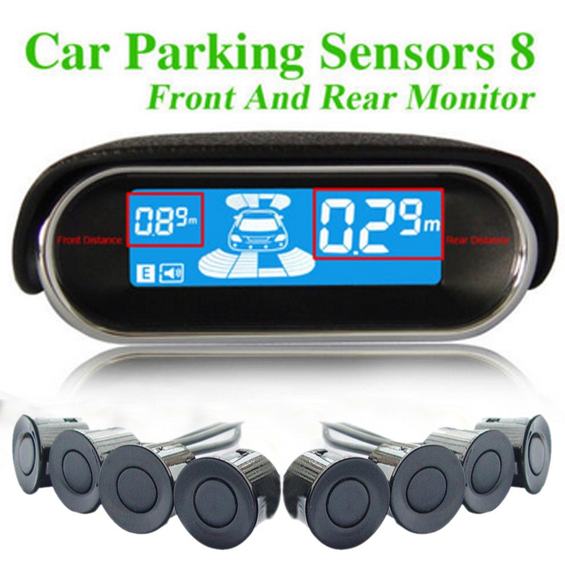 Car Parking Sensor Kit LED Display 8 Rear Front View Reverse Backup Radar System 
