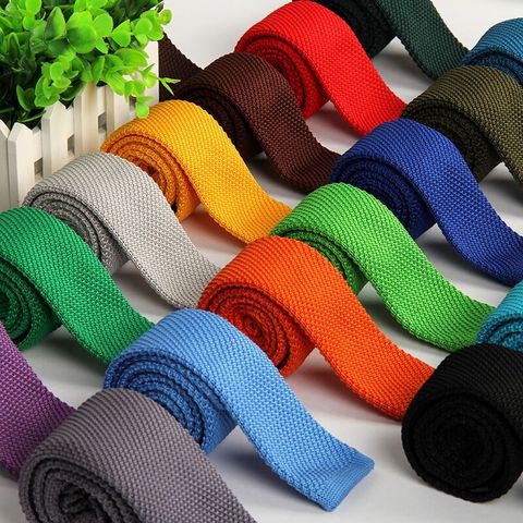 corbata punto hombre 5.5 cm knit tie skinny knitted necktie narrow slim gravatas mens wool ties knitting tape yarn designers ► Photo 1/6