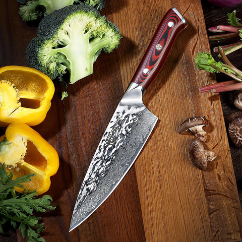 KEEMAKE 8 Inch Chef Knife Damascus Steel Blade Cut Japanese