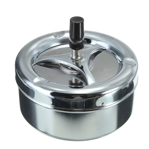 Round Push Down Ashtray Metal Spinning Cigarette Ashtray for Home Office Bar and Restaurant Smoke Ash Tray Holder Indoor Outdoor ► Photo 1/6