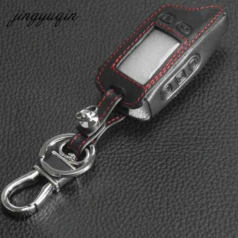 jingyuqin New Leather Key Case For Tomahawk TW9010 TW9020/TW4000/TW701 LCD Remote keychain Fob Cover Two Way Car Alarm System ► Photo 1/6