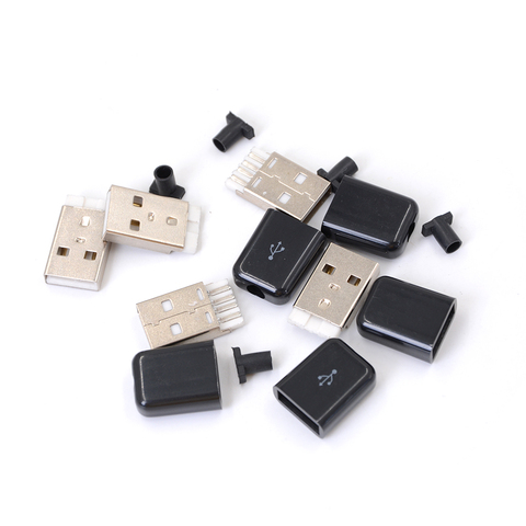 5Pcs Micro USB 5 Pin Female 2-Piece Solder Connector Plug & Black Plasitc Cover