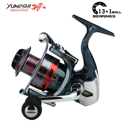 Yumoshi 13+1 Ball Bearing Hot wheels Cheapest Spinning Reel Fishing Reel 1000-8000 Reels molinete carretilhas de pesca ► Photo 1/1