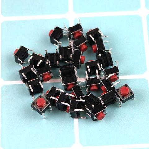 10PCS 6*6*5mm Red  touch switch 4 foot micro button 6x6x5 miniature electromagnetic oven accessories panel key switch ► Photo 1/1