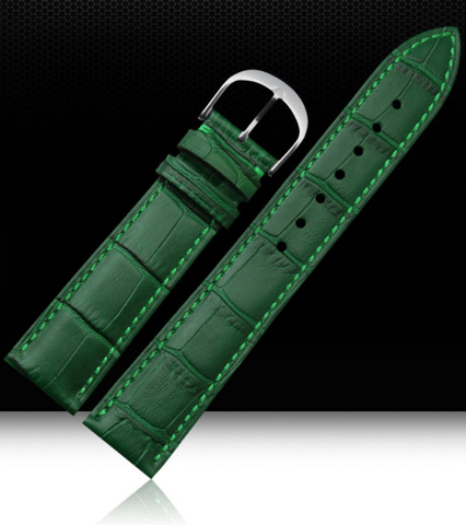 Watch Strap 12mm 14mm 16mm 18mm 20mm 22mm Mens Womens Green 100% Genuine Crocodile Pattern Leather Watch Strap Bands Bracelets ► Photo 1/5