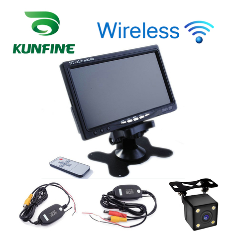 KUNFINE Wireless 7 inch TFT LCD Car Headrest Display Monitor Rear View Display for Rearview Reverse Backup Camera Car TV Display ► Photo 1/6