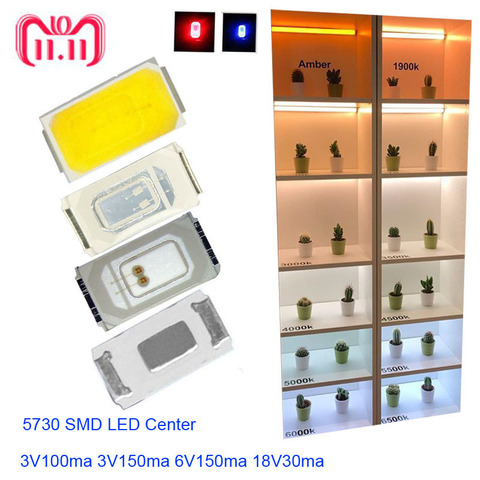 Hot Sale High Brightness LED Chip 0.5w SMD 5730  LED 100Pcs Diodes 50-55lm 3.0-3.6v Nature White ,White,Warm White,Fast Delivery ► Photo 1/3
