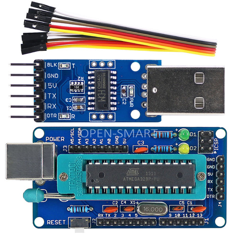 OPEN-SMART DIY ATmega328P Development Board + CH340 USB to TTL Programmer for Arduino UNO R3 ► Photo 1/3
