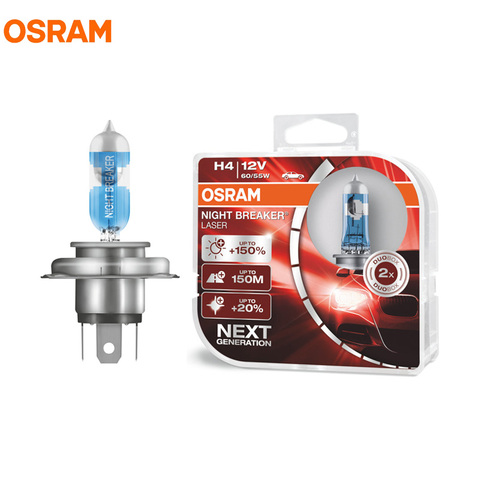 OSRAM H4 9003 12V 60/55W New Night Breaker Laser Next Generation Car Halogen Headlight Hi/lo Beam +150 Brightness 64193NL, 2X ► Photo 1/1