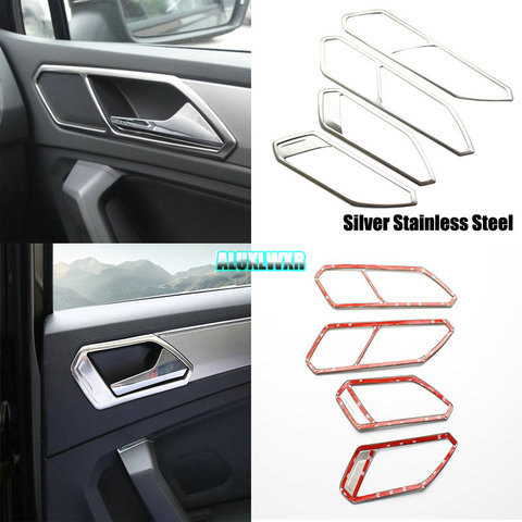 4pcs Car Door Handle Bowl Frame Trim Cover Car Stickers 2016 2017 2022 Car  Accessories Fit for VW Volkswagen Tiguan 2 Mk2 - Price history & Review
