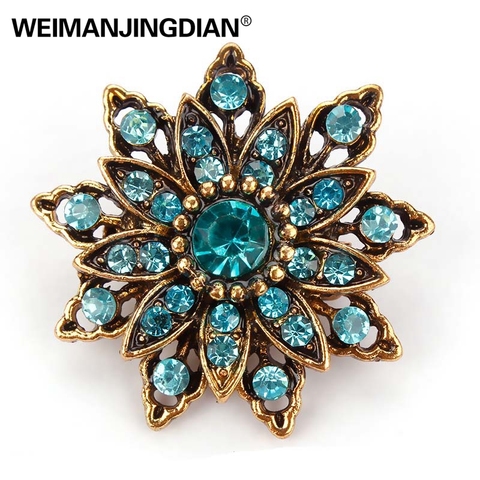 WEIMANJINGDIAN Brand Vintage Gold Color Plated Crystal Rhinestones Flower Antique Brooch Pins for Women in Assorted ► Photo 1/6