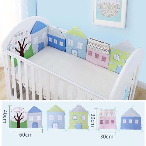 5PCS Little House Baby Room Crib Bumper Baby Bedding Set Newborn Bed Cotton Pillow Cushion Infant Crib Protector Cot Fence Decor ► Photo 1/6