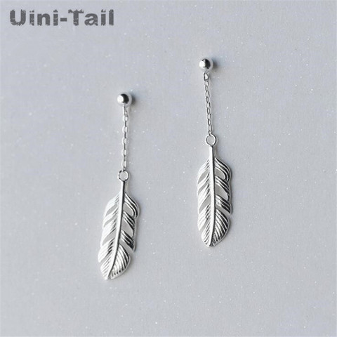 Hot 925 sterling silver Korean sweet feather long earring temperament simple personality short paragraph earring earrings ► Photo 1/6