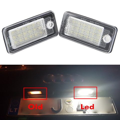 2Pcs Canbus LED Licence Number Plate Light For Audi A3 8P A4 S4 RS4 B6 B7 A6 RS6 S6 C6 A5 S5 2D Cabrio Q7 A8 S8 RS4 Avant ► Photo 1/6