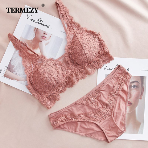 Fashion Sexy Bra set Lingerie Women's Lace Underwear eyelash Lace Lingerie  Set Thin lined 3/4 cup Bralette V neck new arrival - Price history & Review, AliExpress Seller - TERMEZY Official Store