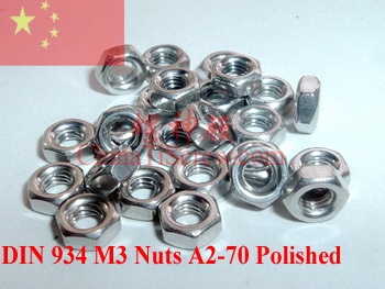 Stainless steel Nuts M3 DIN 934 A2-70 Polished 100 pcs ROHS ► Photo 1/1