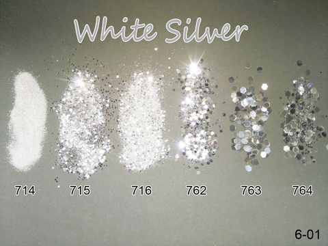 Nail 1 Jar/Box 10ml  White Silver Mix Nail Glitter Powder Sequins Powder 1mm&2mm&3mm Nail Art Glitter Colors for Gel Polish 6-01 ► Photo 1/3