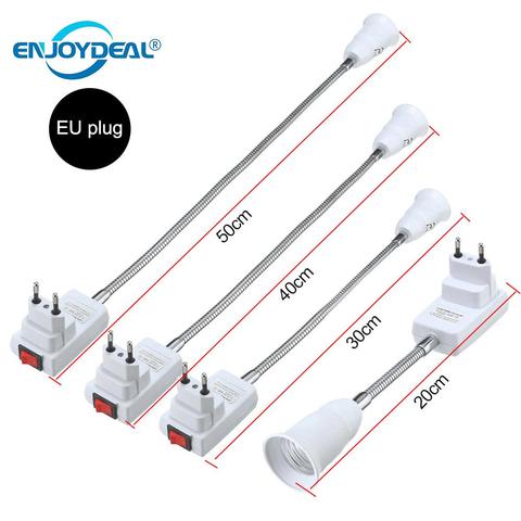 New Flexible E27 Light Lamp Bulb Adapter Socket Extend Extension Converter Wall Base Holder Screw Socket EU US Plug white+silver ► Photo 1/6