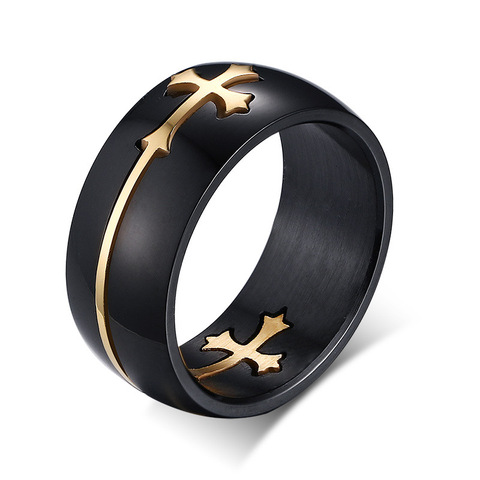 Gold Silver Color Cross Ring for Women Men Black Stainless Steel Cool Ring Male Casual Jewelry Wedding Band Separable Ring ► Photo 1/6