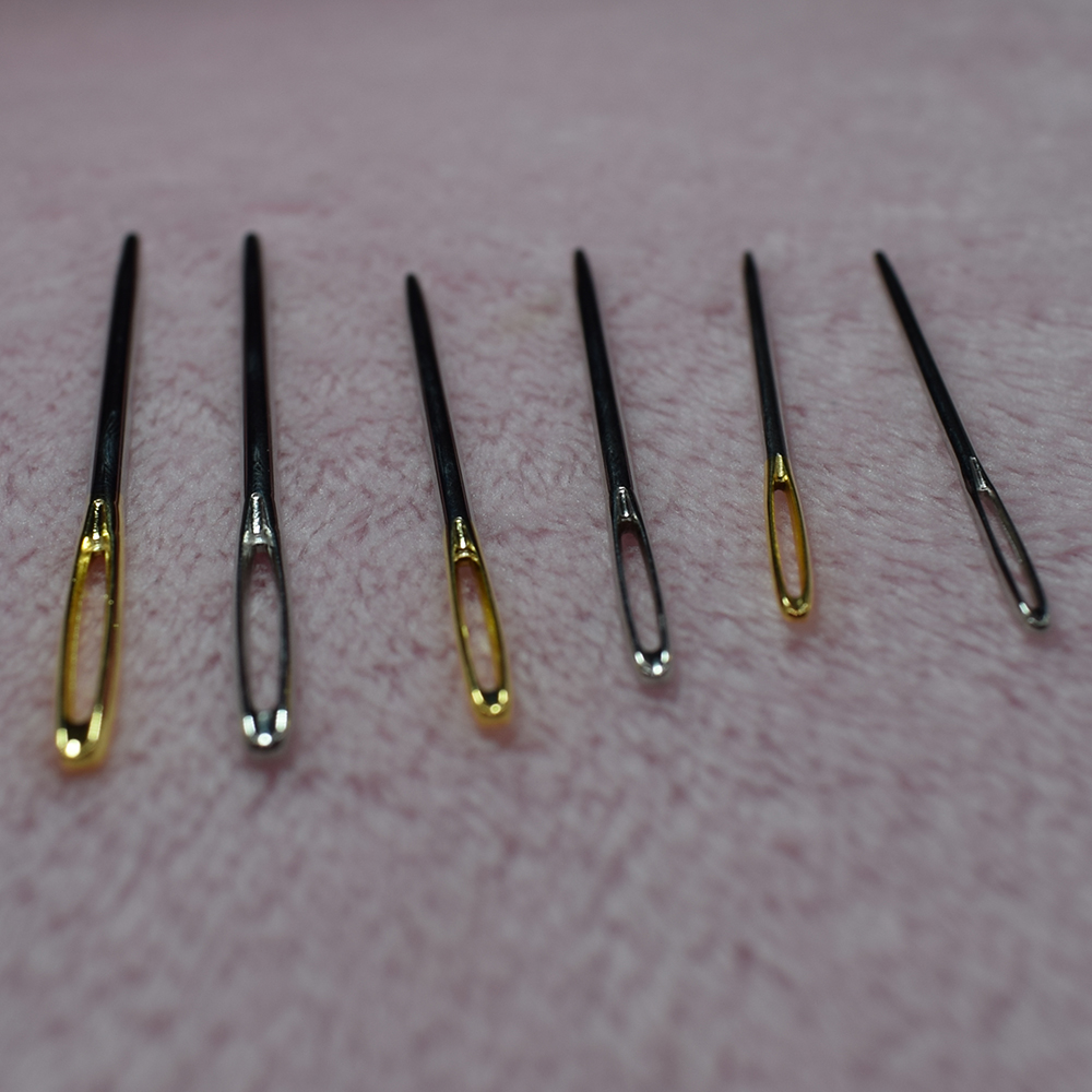  Large-Eye Needles Steel Yarn Knitting Needles Sewing Needles  Darning Needle, 9 Pieces (Pointed)