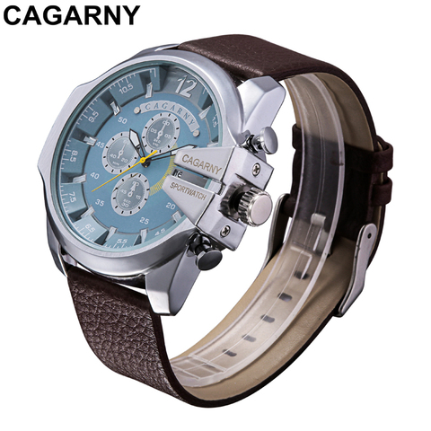 Luxury Brand Cagarny Mens Quartz Watches Men Military Wristwatch Leather Watchband Watch Date Clock Man Relojes Hombre D6839 New ► Photo 1/6