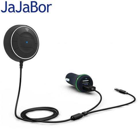 JaJaBor Bluetooth 4.0 Hands Free Car kit with NFC Function +3.5mm AUX Receiver Music Aux Speakerphone 2.1A USB Car Charger ► Photo 1/6
