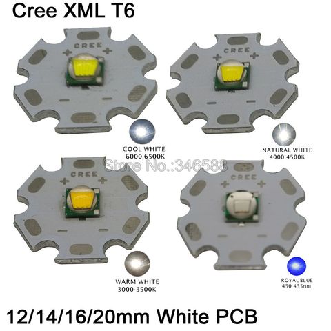 1PCS CREE XML2 XM-L2 T6 U2 10W WHITE High Power LED chip with 12/14/16/20mm PCB