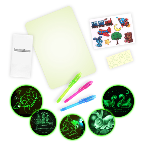 A3 LED Luminous Draw Light With Night Noctilucent In Dark Children Toys Magic Educational Fluorescent Pen Drawing Board Set Kids ► Photo 1/6