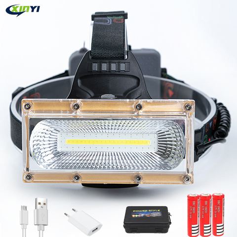 80000LM Floodlight COB LED Headlamps  LED Headlight Camping Head Torch 3Modes Head Lantern 3*18650 Rechargeable Frontal HeadLamp ► Photo 1/6