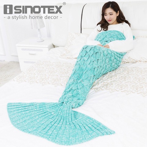 ISINOTEX Soft Knitted Mermaid Tail Blanket Crochet Handmade Sleeping Bag for Kids Adult Best Birthday Christmas Gift ► Photo 1/6
