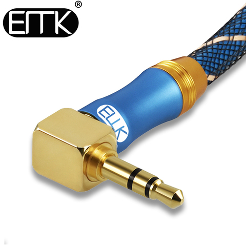 EMK 3.5mm Jack Audio Cable 3.5 Male to Male Cable Audio 90 Degree Right Angle AUX Cable for Car Headphone MP3/4 Aux ► Photo 1/6