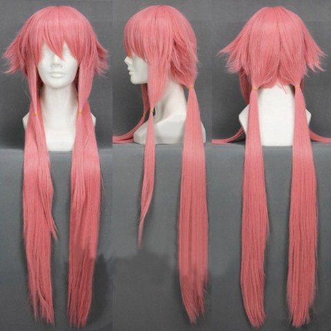 The Future Diary Yuno Gasai 80cm Long Pink Straight Women's Girl Heat Resistant Cosplay Costume Wig + Track + Cap ► Photo 1/3
