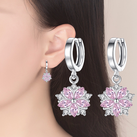Fanqieliu Pure 925 Sterling Silver Earrings Charming Flower Crystal Rhinestone Jewelry Drop Earrings For Women FQL193219 ► Photo 1/6