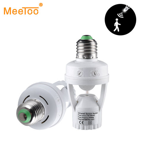 E27 Motion Sensor Light Switch 100-240V Motion Detector E27 Base Lamp Holder With Light Control Smart Switch Bulb Socket Adapter ► Photo 1/6