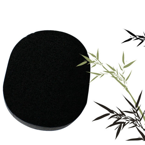 Soft Natural Black Bamboo Sponge Beauty Facial Wash Cleaning Cosmetic Puff Charcoal Black Hot Selling ► Photo 1/6