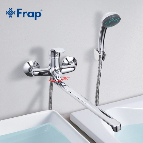 Frap 1 Set Bathroom Faucet Cold and Hot Water Mixer Chrome Finished Tap 40cm Rotation Long Nose Single Handle F2236 ► Photo 1/6